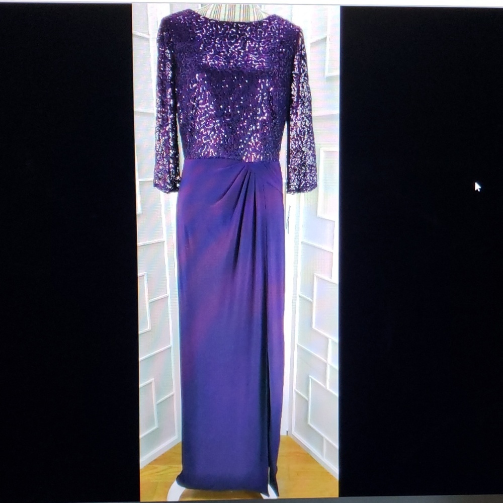NWT Sz 8 Alex Evenings Eggplant Maxi Dress